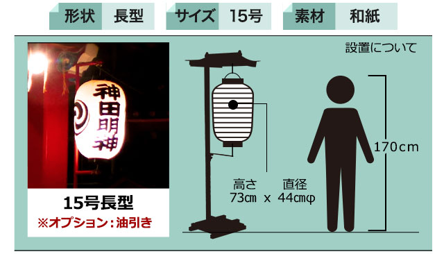 長型15号部和紙提灯の仕様例